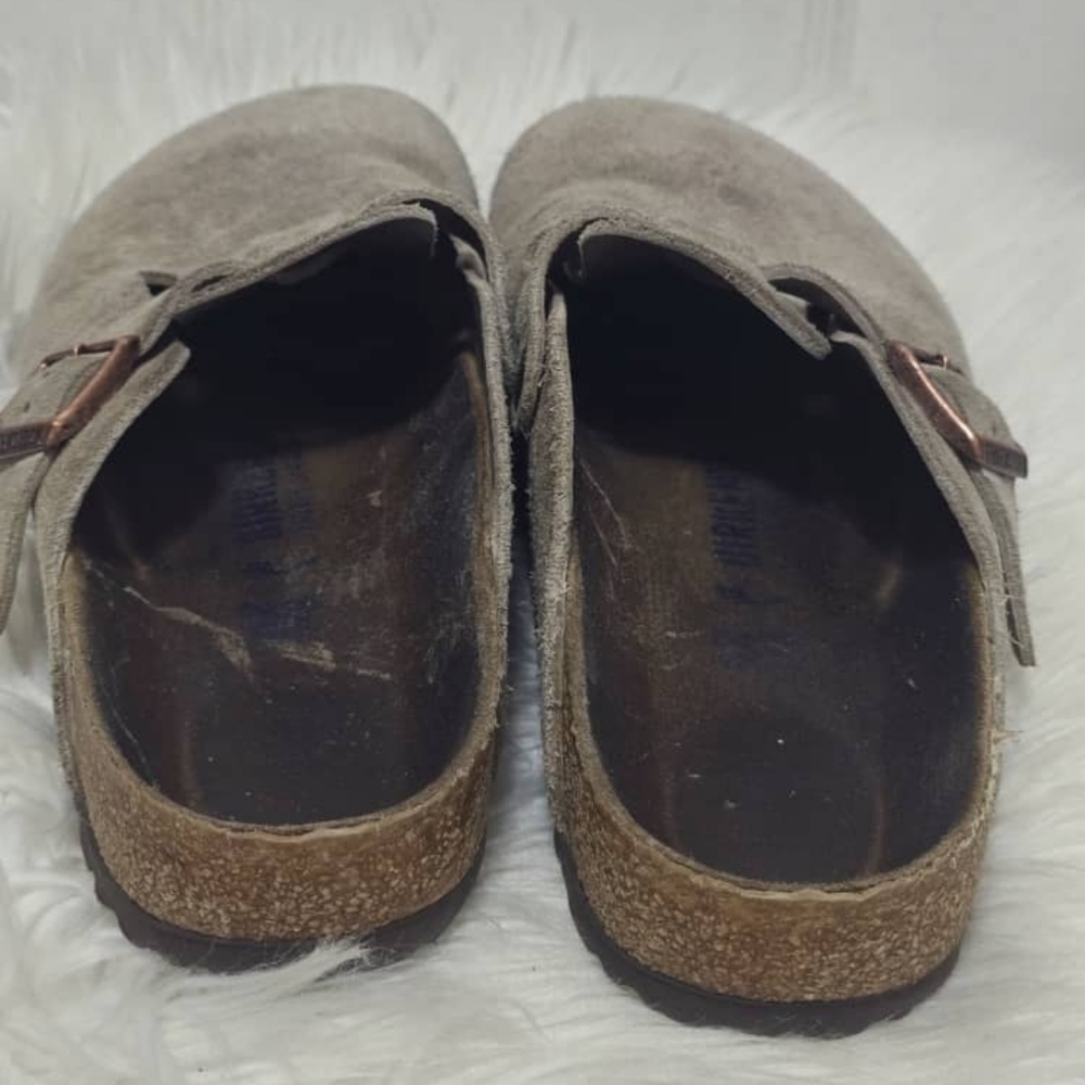 Birkenstock Boston Suede Clogs Slide Sandals Taupe Unisex Size L-11 M-9 - Picture 5 of 7